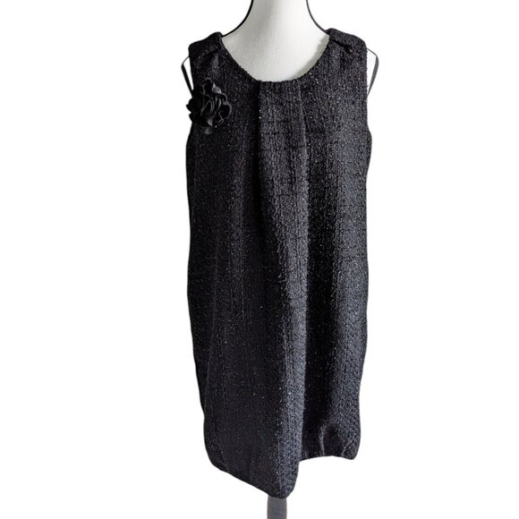 Black Bouclé Tweed Shift Dress – Approx Size L (EUC) ✨ - Picture 1 of 6